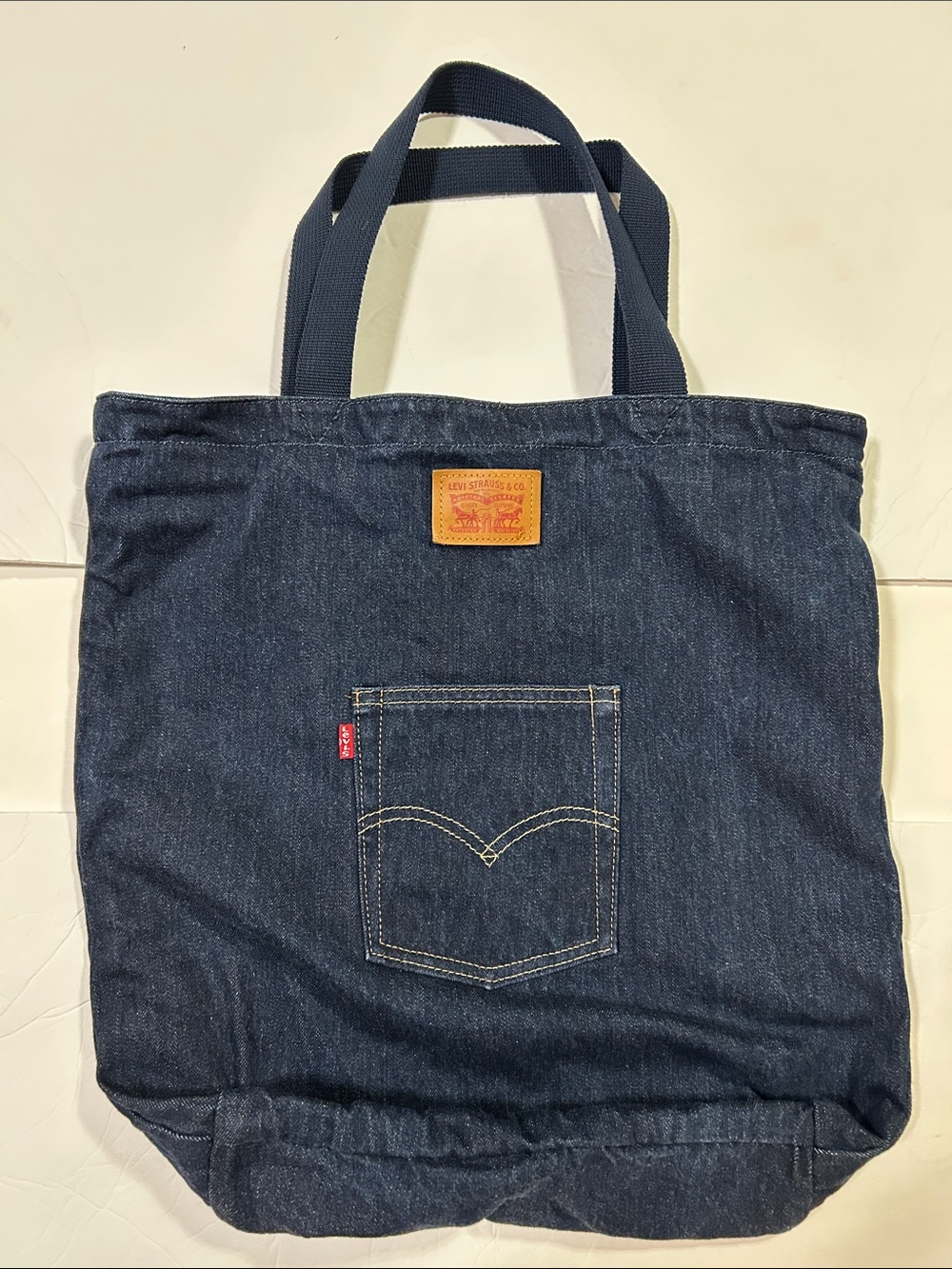 Levi's Dark Blue Denim Tote Bag with Front Pocket